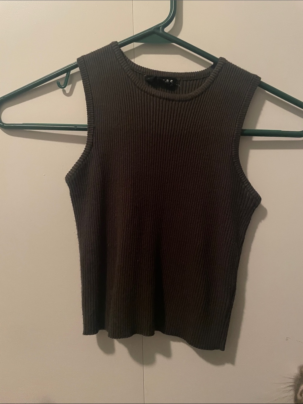 Sleeveless Ribbed Tank Top - Dark Olive Green